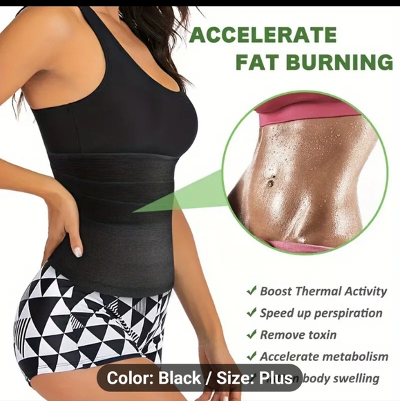 WOMAN HIGH PERFORMANCE TUMMY BODY SHAPER TRIMMER WRAPPER WAIST BELT FITS 2XL-4XL - Picture 5 of 7